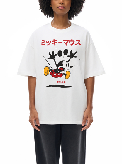 Retro Mickey Mouse Japanese Loose Drop Shoulder T-Shirt