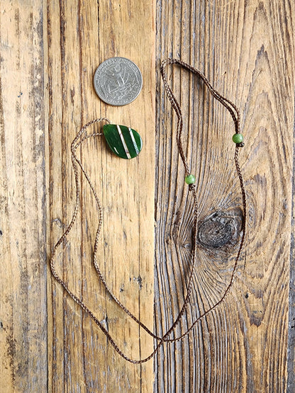 Canadian Nephrite Jade Teardrop Pendant with Abalone