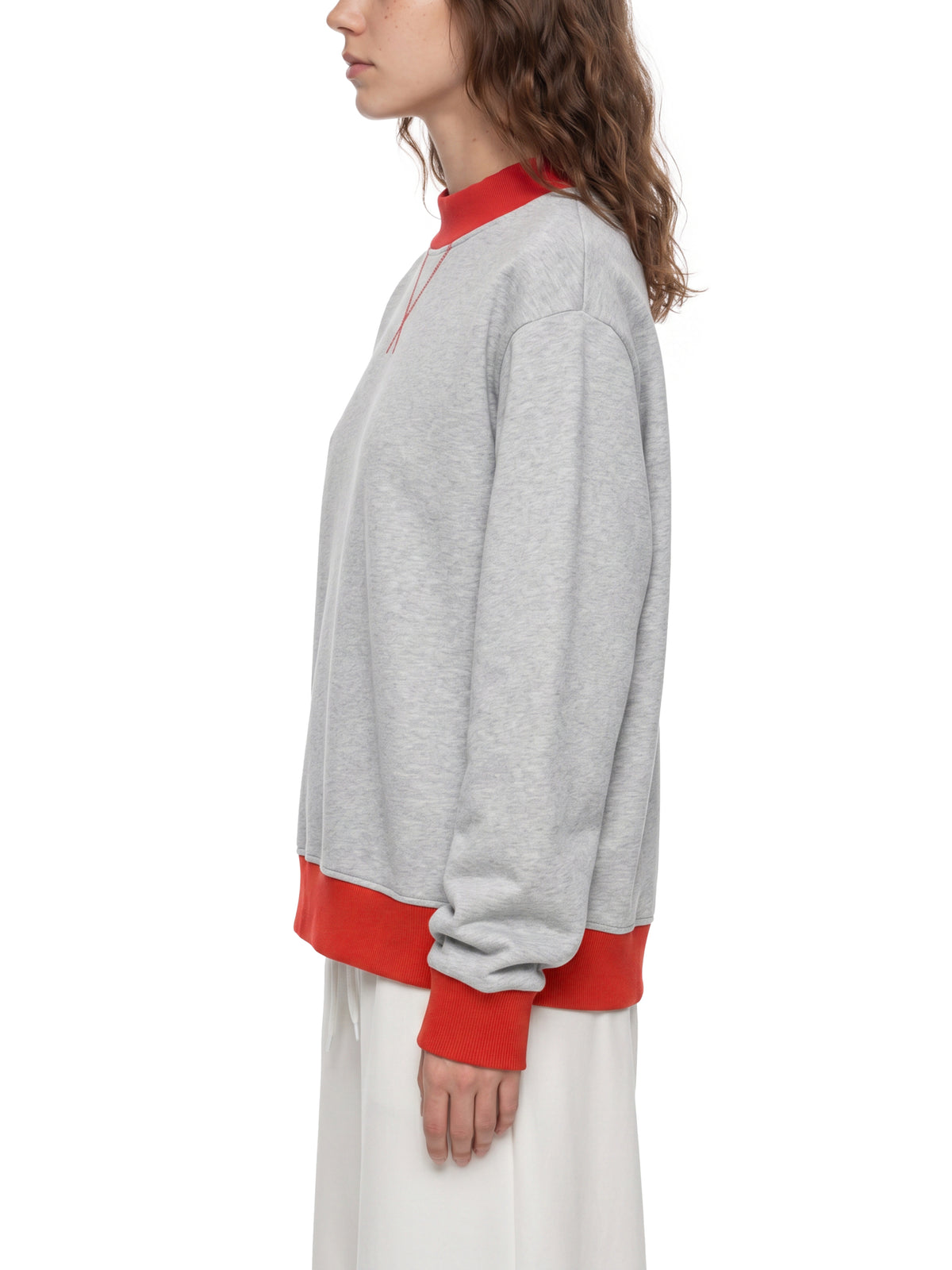 Women’s Two Tone Mock Neck Crewneck Sweatshirt