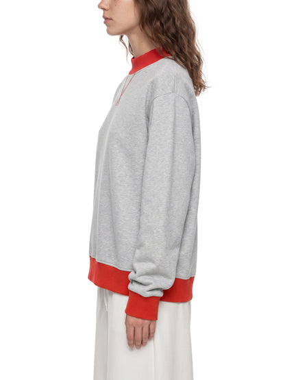 Women’s Two Tone Mock Neck Crewneck Sweatshirt