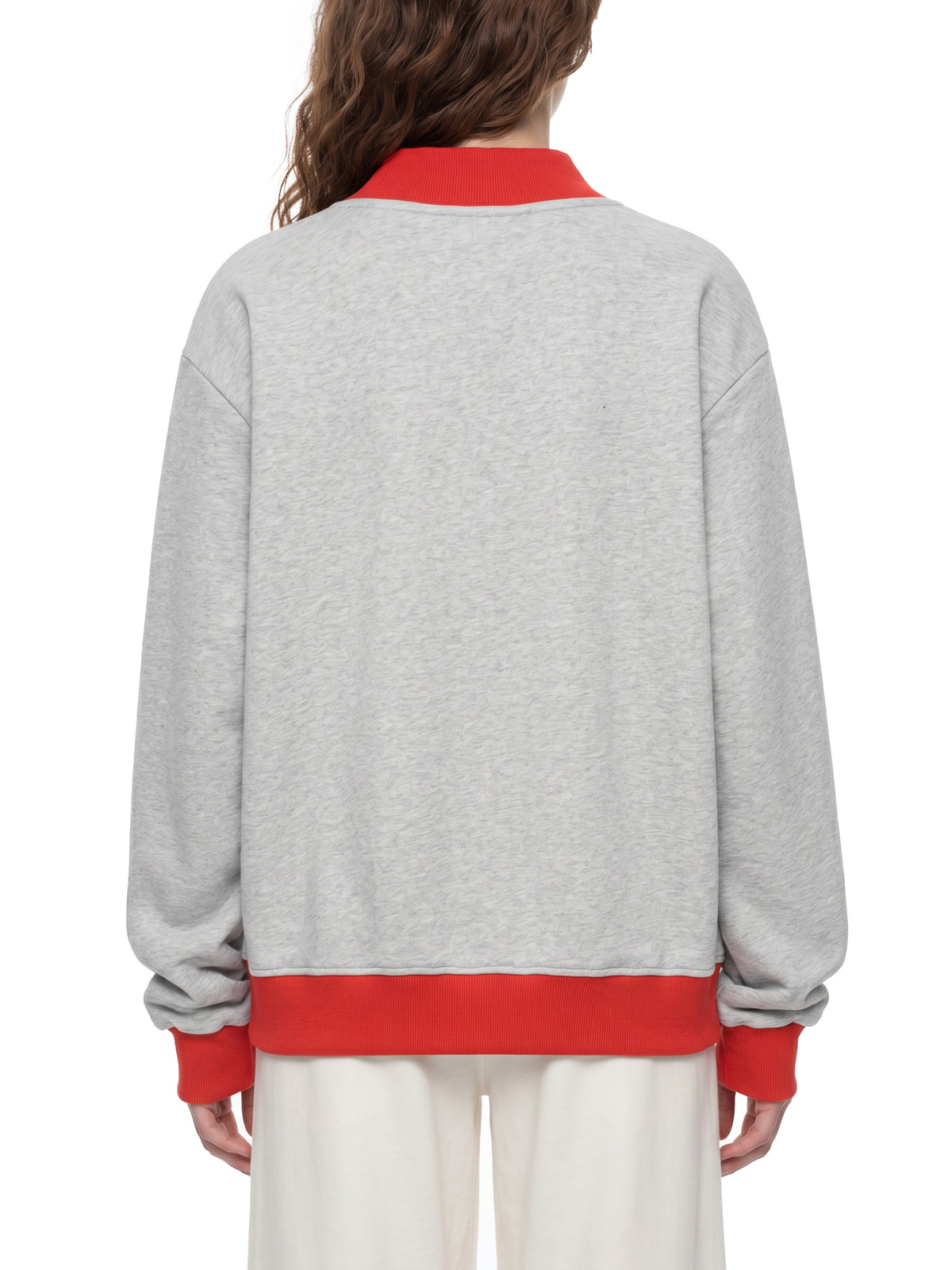 Women’s Two Tone Mock Neck Crewneck Sweatshirt