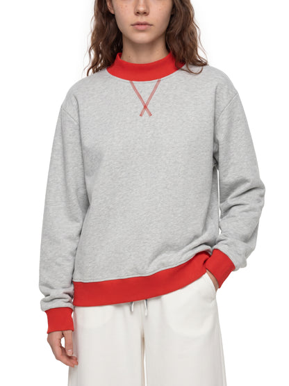 Women’s Two Tone Mock Neck Crewneck Sweatshirt