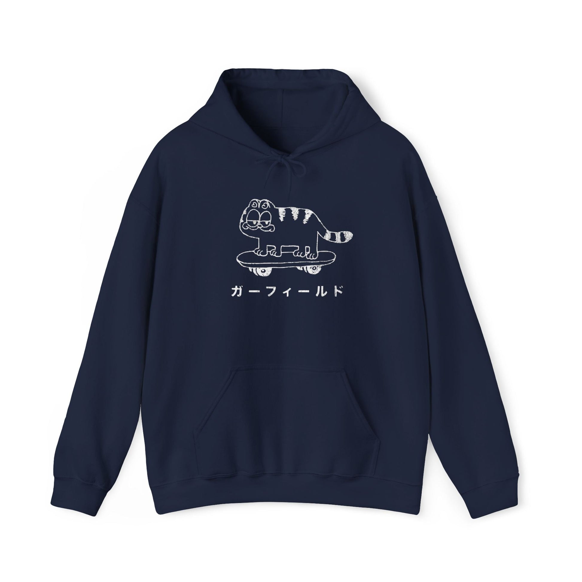 Japanese Garfield Like Cat Skateboarding Hoodie. - KILLER RETRO