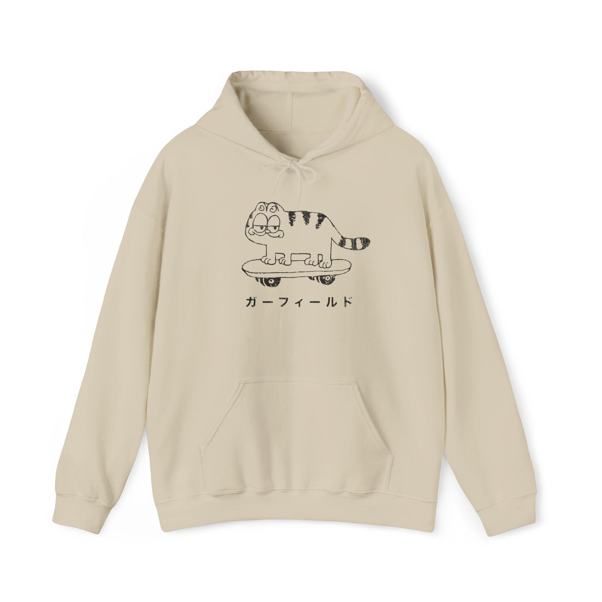 Japanese Garfield Like Cat Skateboarding Hoodie. - KILLER RETRO