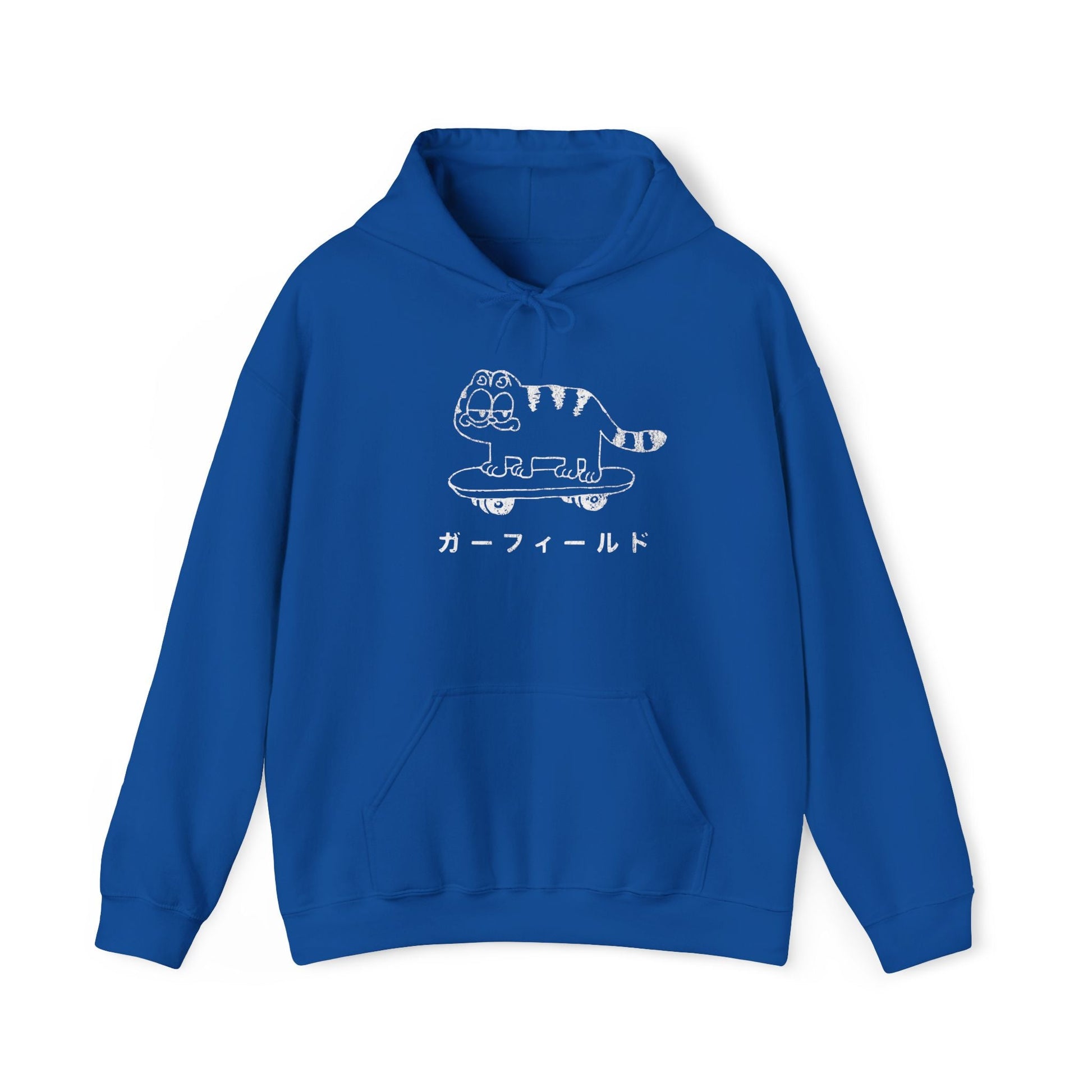 Japanese Garfield Like Cat Skateboarding Hoodie. - KILLER RETRO