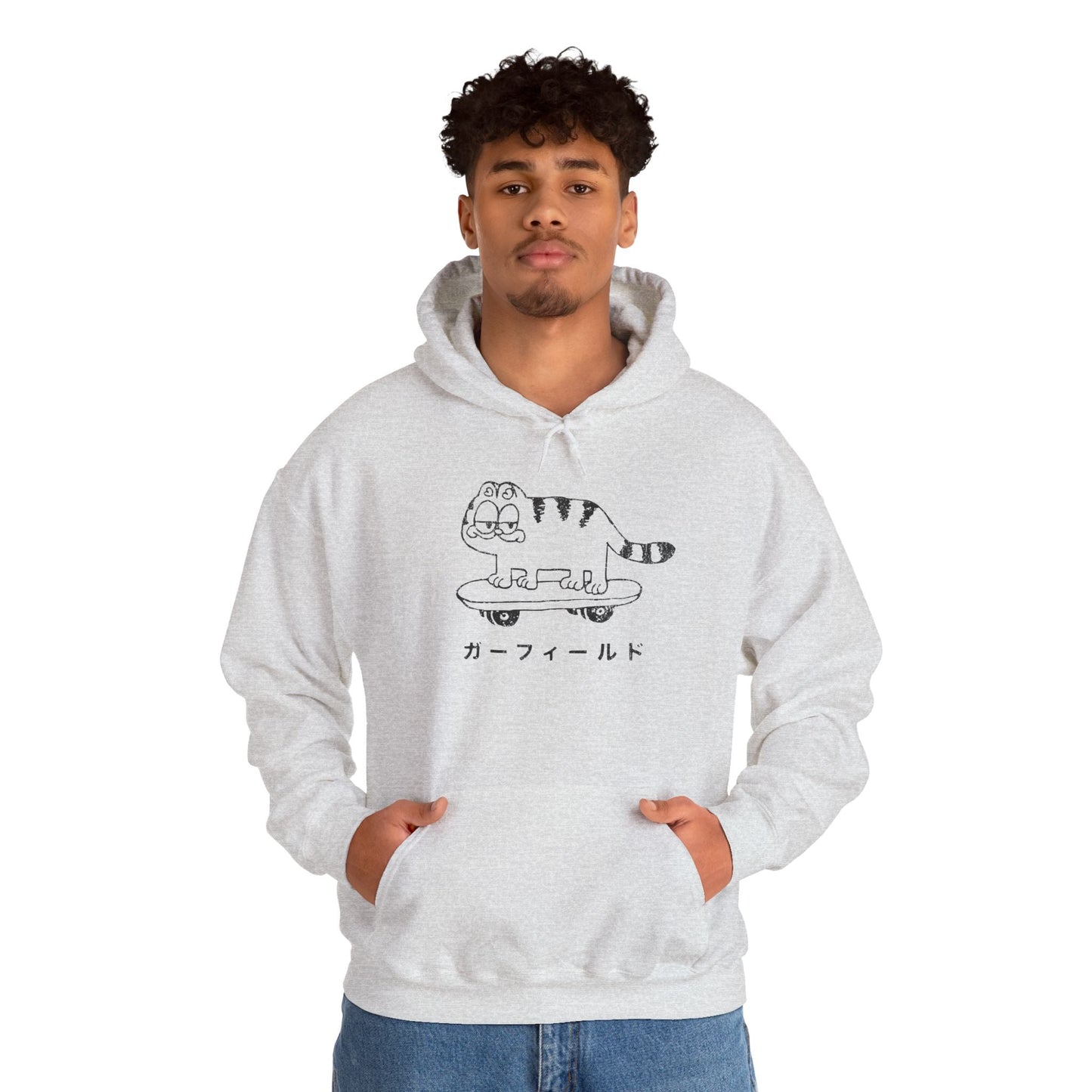 Japanese Garfield Like Cat Skateboarding Hoodie. - KILLER RETRO