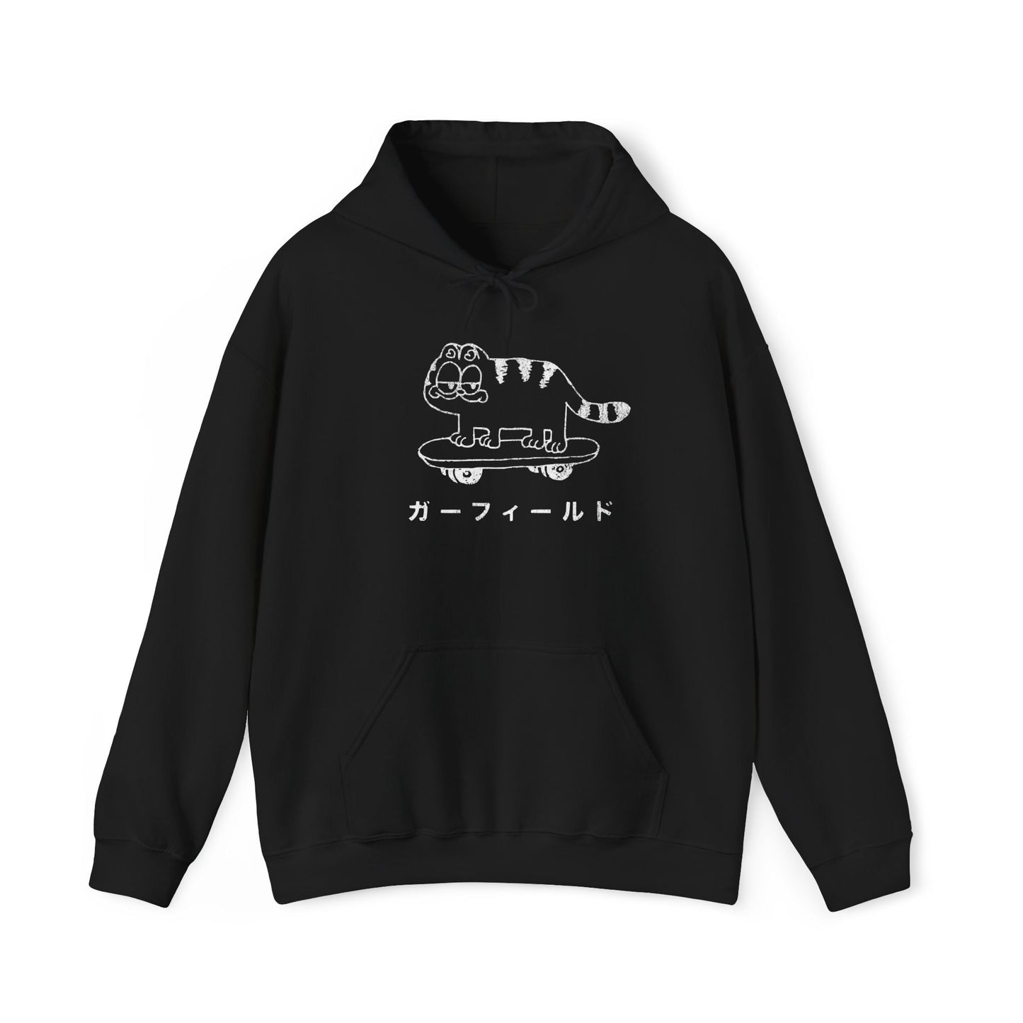 Japanese Garfield Like Cat Skateboarding Hoodie. - KILLER RETRO