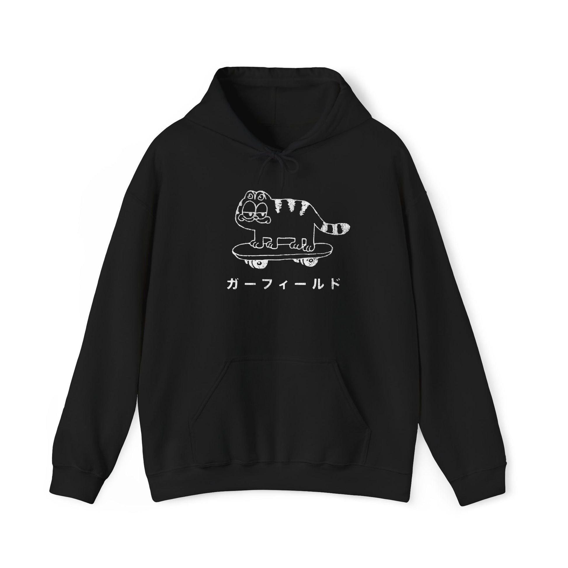 Japanese Garfield Like Cat Skateboarding Hoodie. - KILLER RETRO