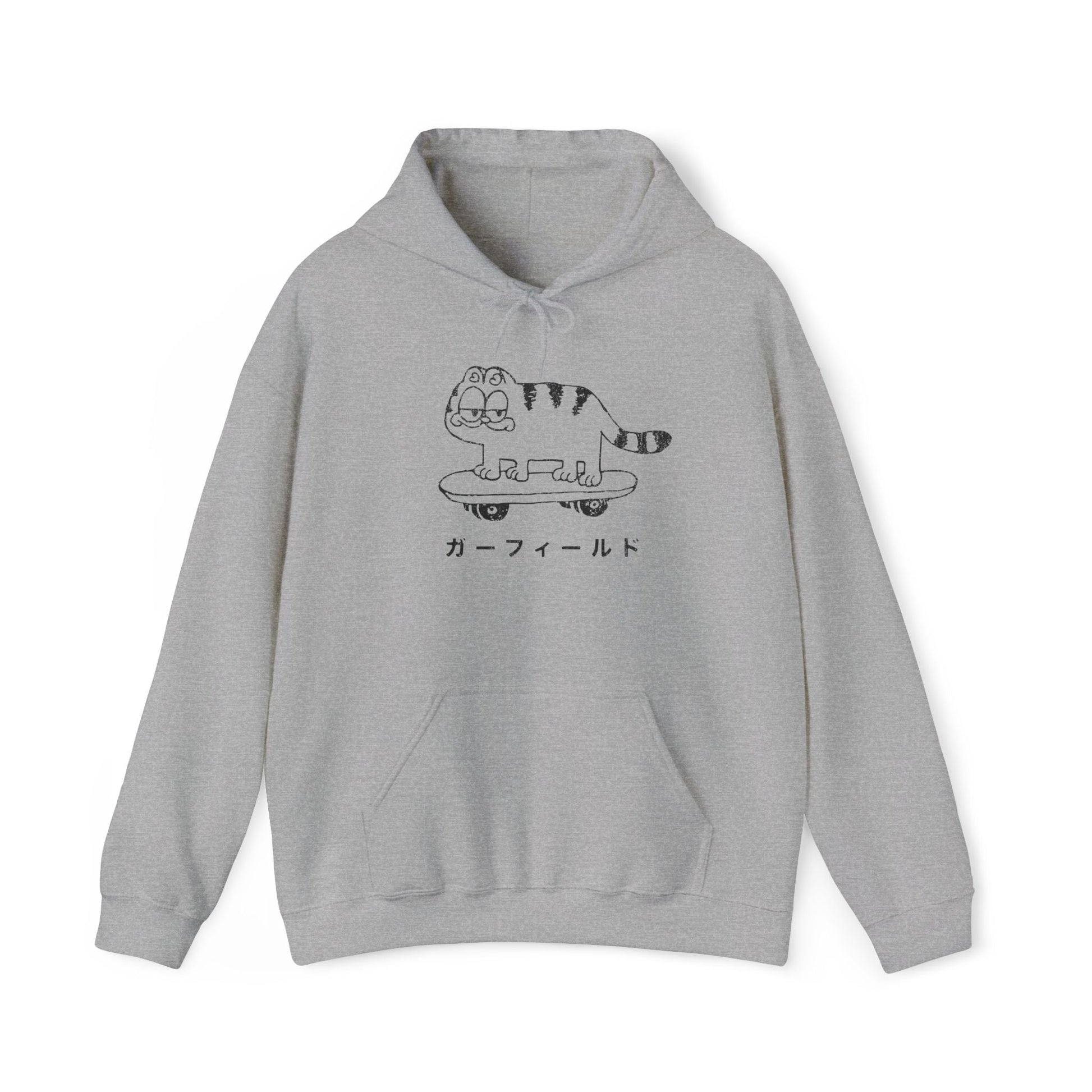 Japanese Garfield Like Cat Skateboarding Hoodie. - KILLER RETRO