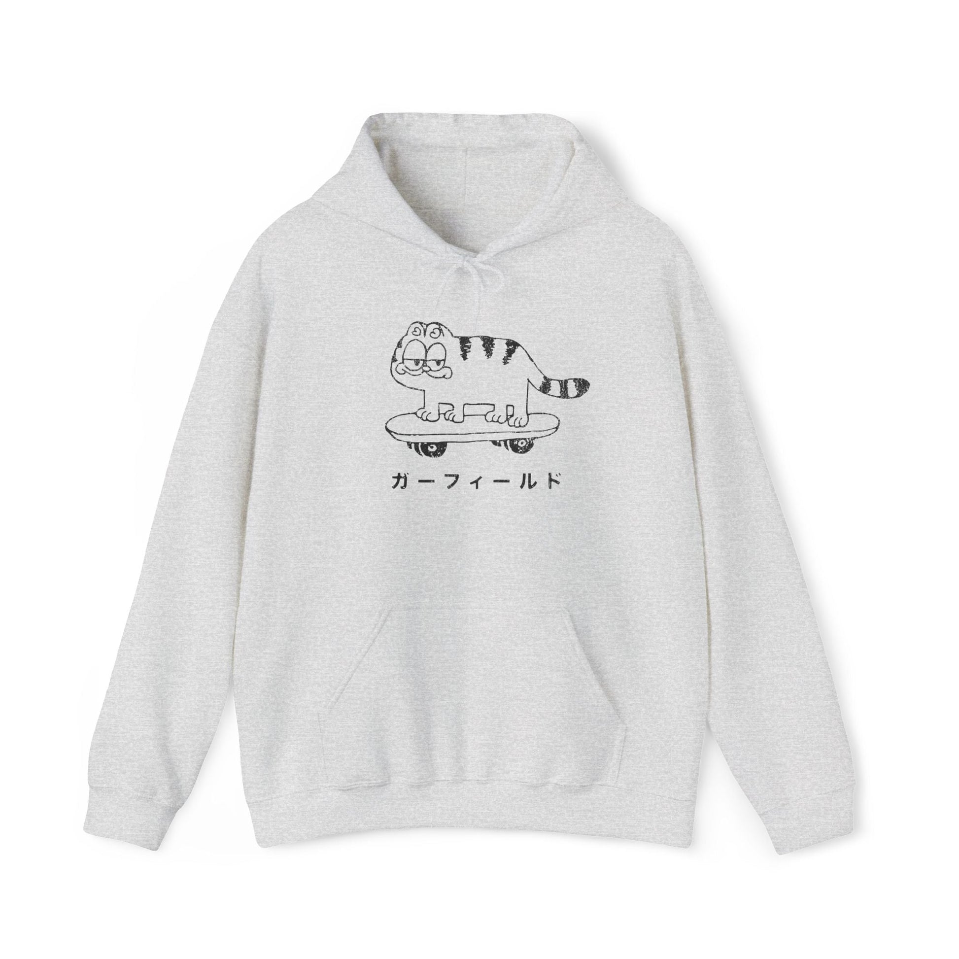 Japanese Garfield Like Cat Skateboarding Hoodie. - KILLER RETRO