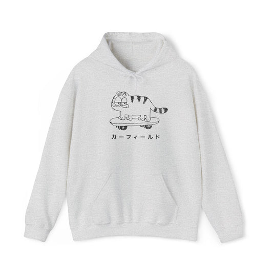 Japanese Garfield Like Cat Skateboarding Hoodie. - KILLER RETRO