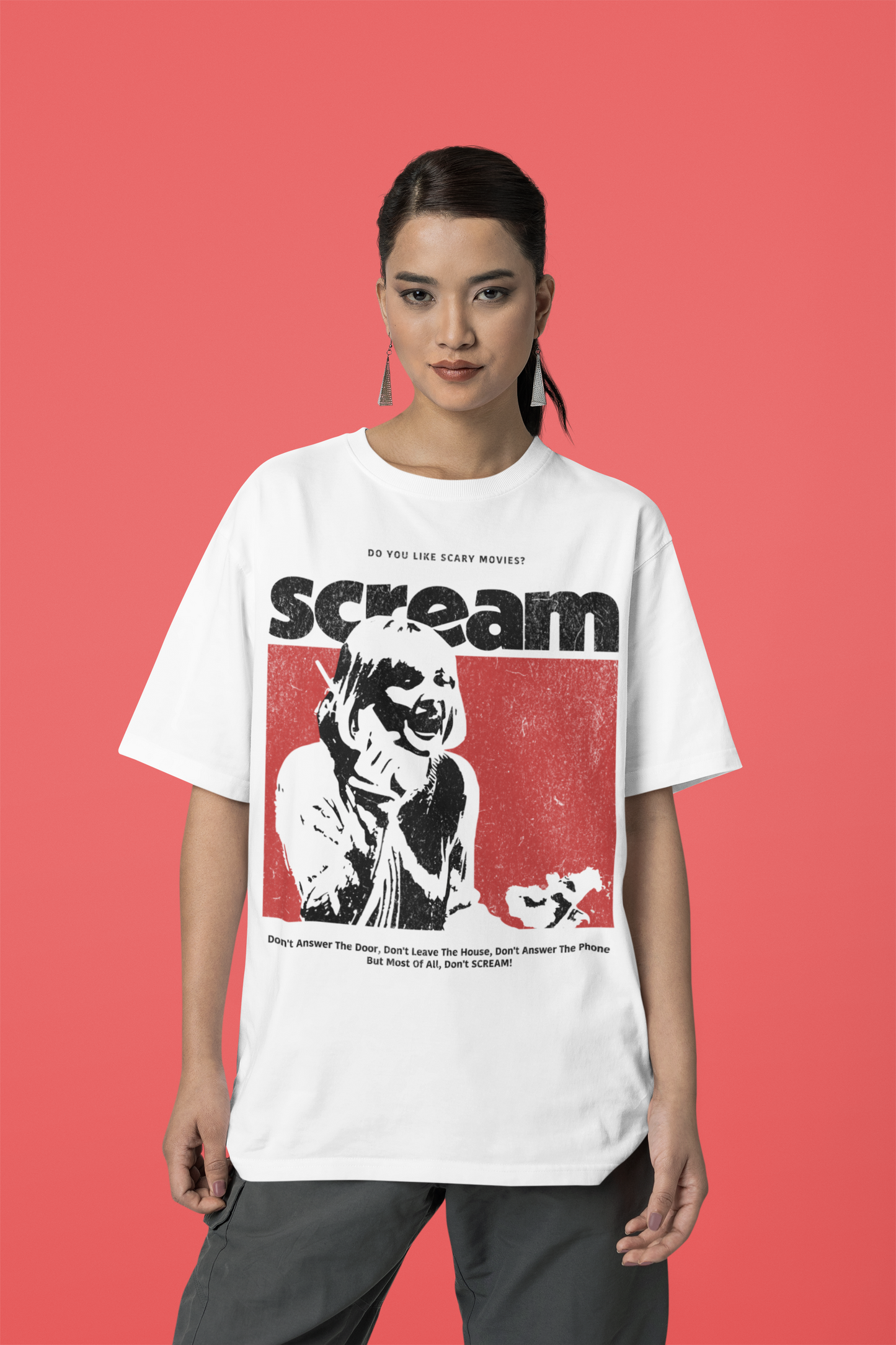 Retro Scream Horror Tee - Washed Vintage Shirt