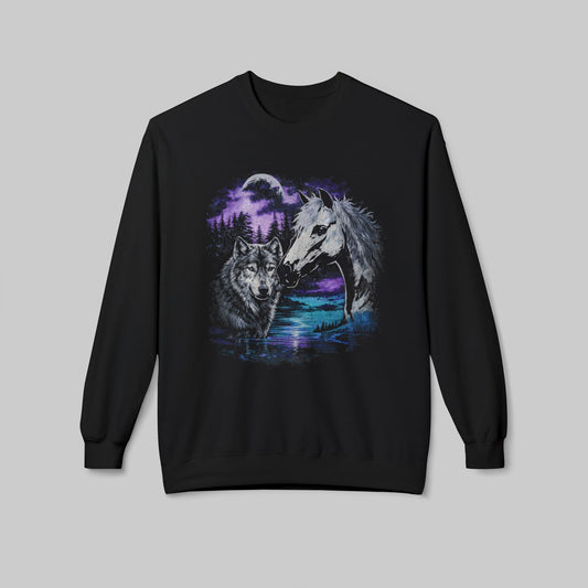 Wolf and Horse Wildlife Nature Sweatshirt