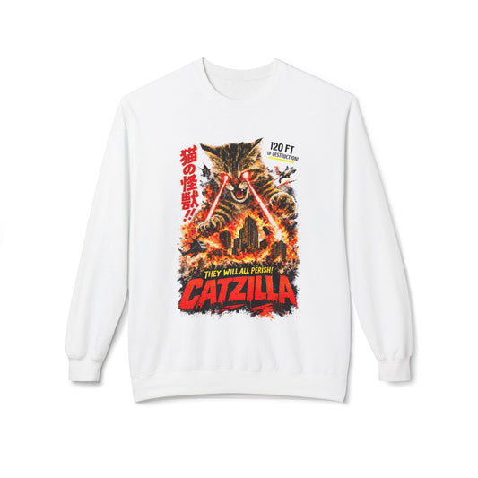 Catzilla Crewneck Sweatshirt – Retro Kaiju Cat Graphic
