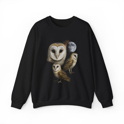 Retro Elegant Owls and The Moon Crewneck Sweatshirt - KILLER RETRO