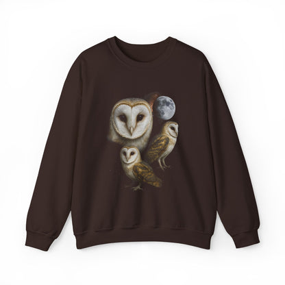 Retro Elegant Owls and The Moon Crewneck Sweatshirt - KILLER RETRO