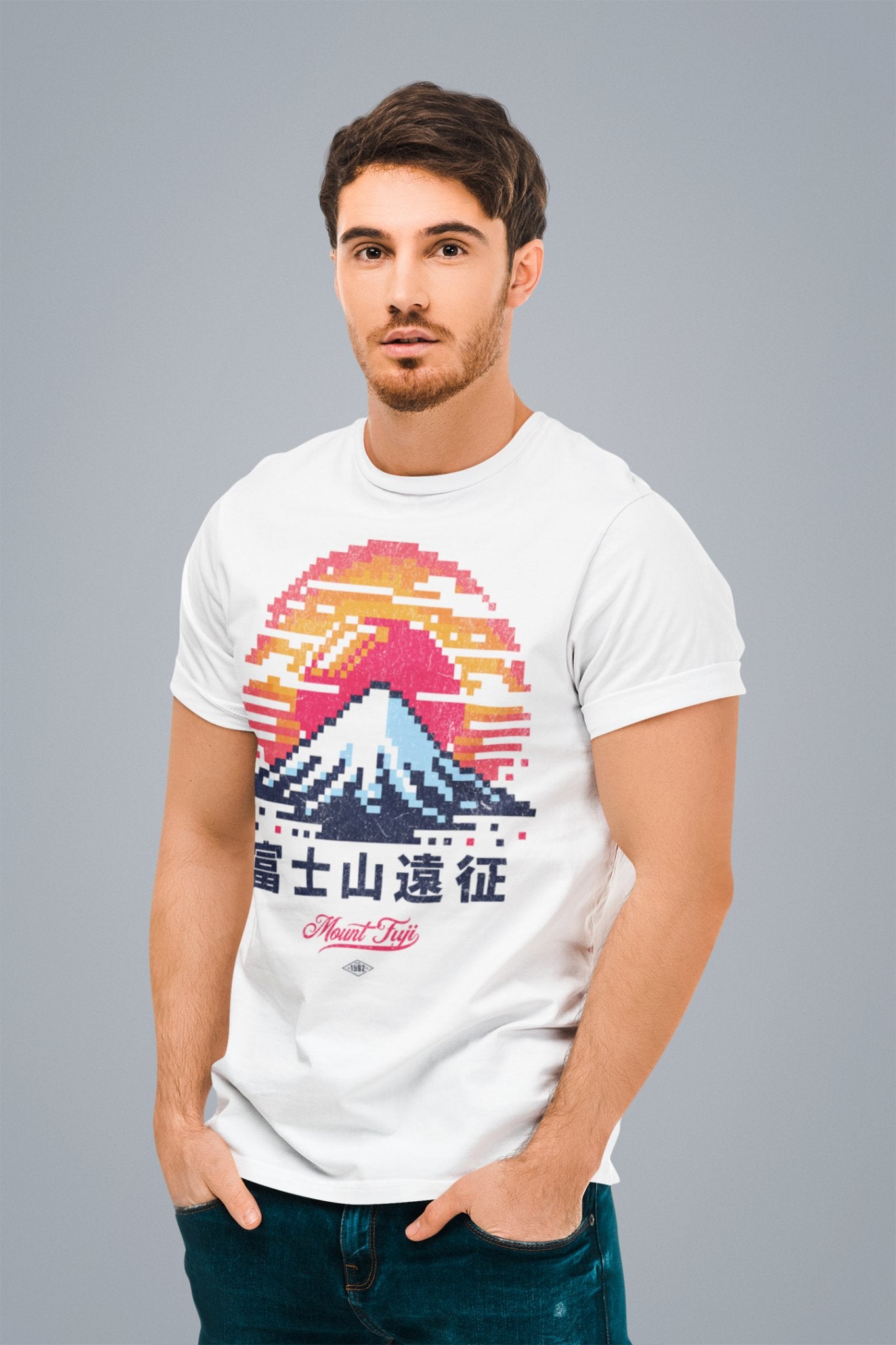 Retro Mt. Fuji 8 bit Vintage Graphic Tee. - KILLER RETRO