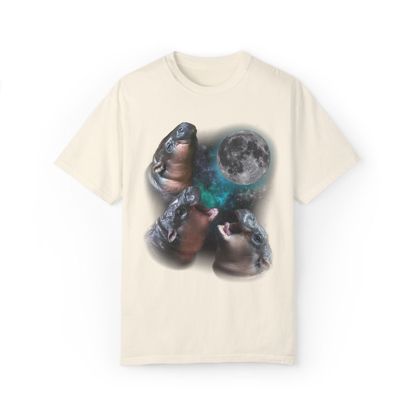 Three Moo Deng Howling At Moon Retro T-shirt. - KILLER RETRO