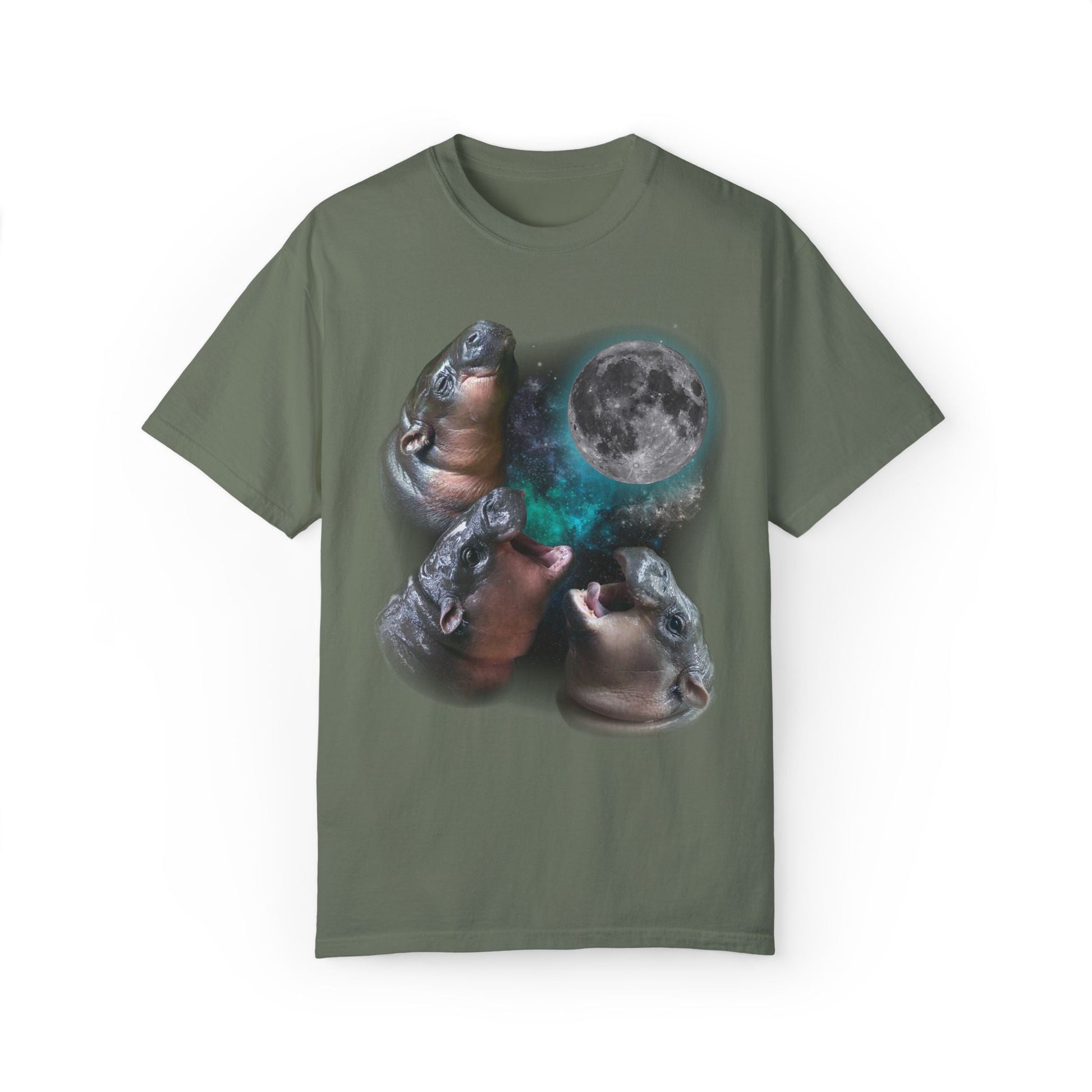Three Moo Deng Howling At Moon Retro T-shirt. - KILLER RETRO