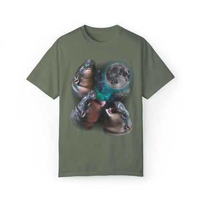 Three Moo Deng Howling At Moon Retro T-shirt. - KILLER RETRO