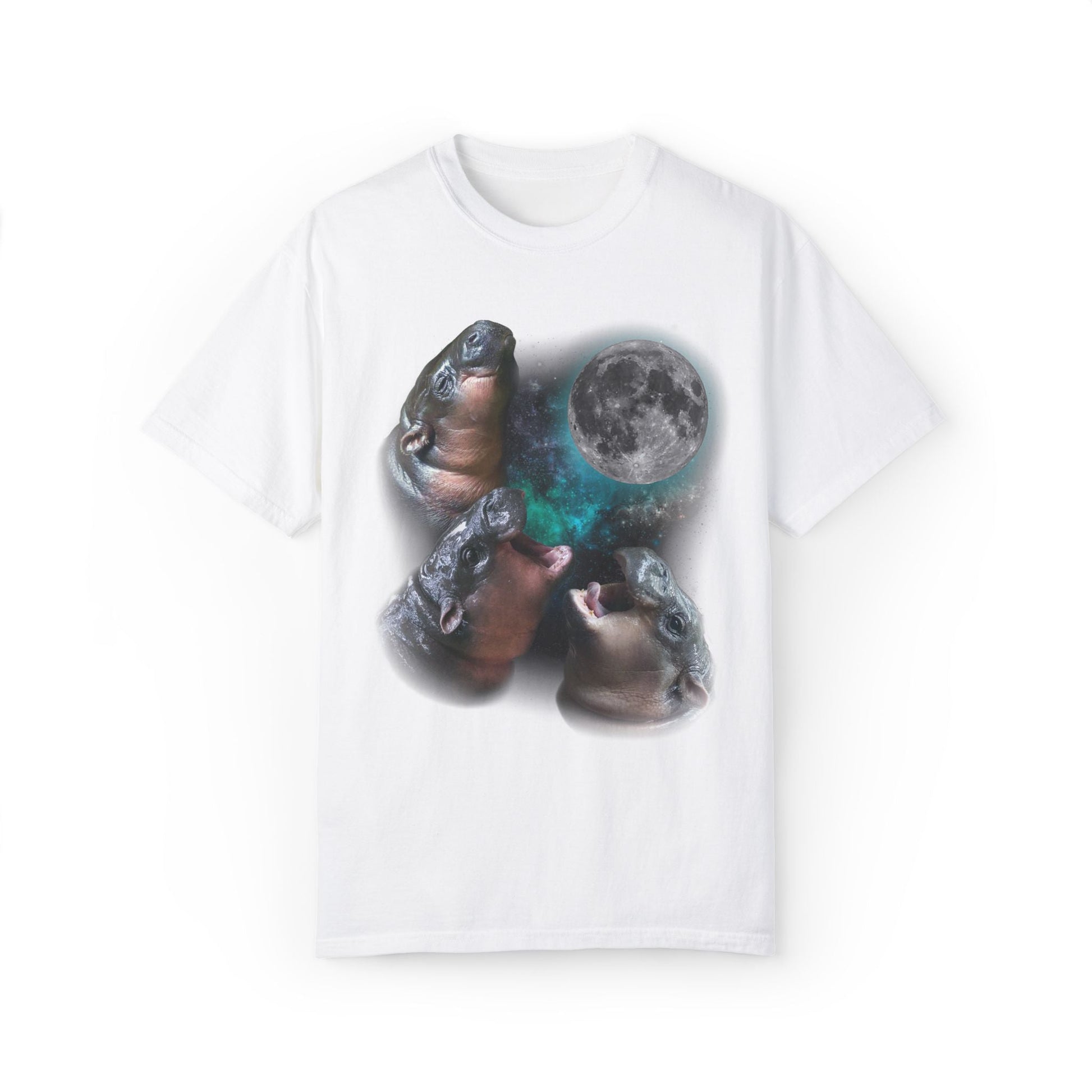 Three Moo Deng Howling At Moon Retro T-shirt. - KILLER RETRO