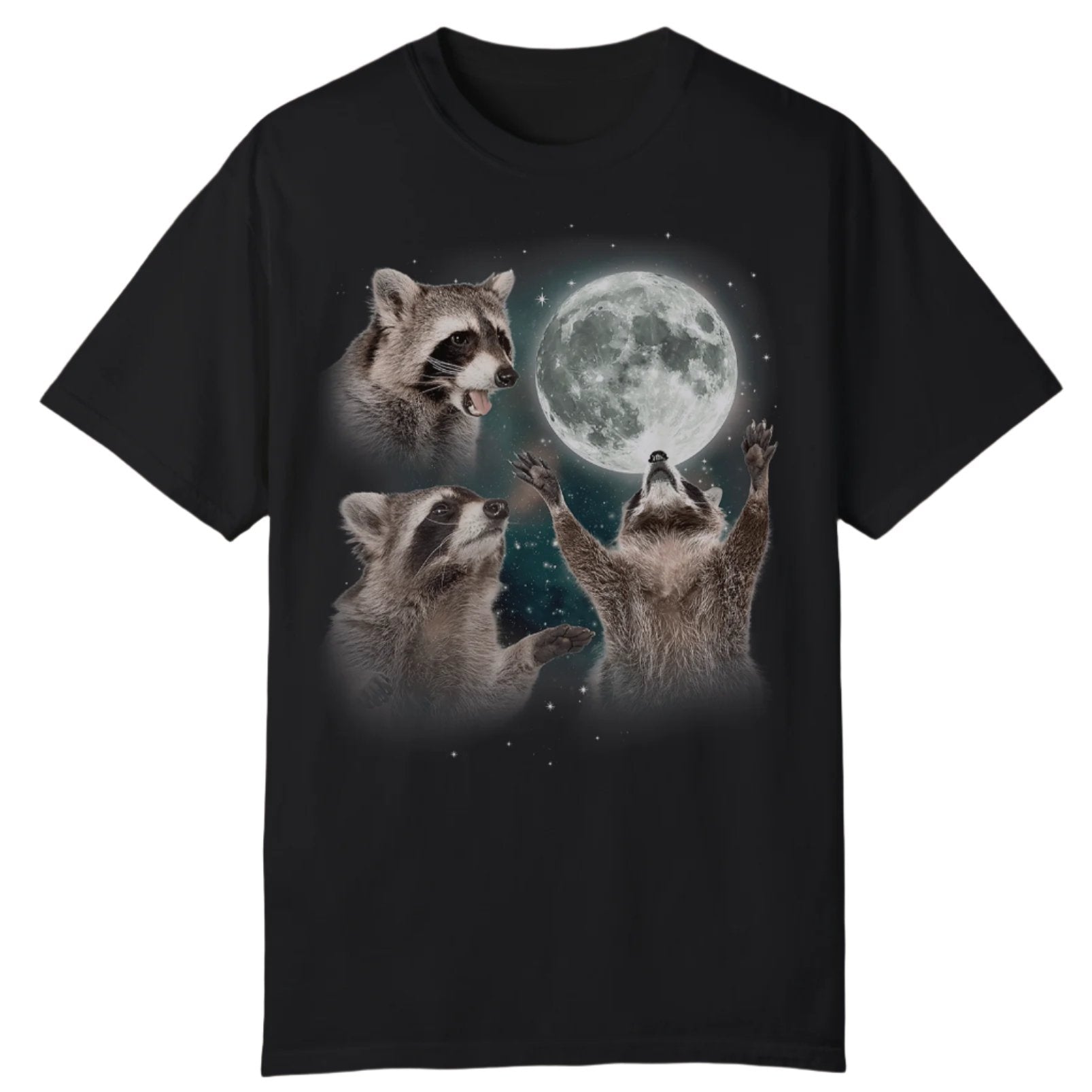 Three Raccoons Moon Vintage T-shirt. - KILLER RETRO