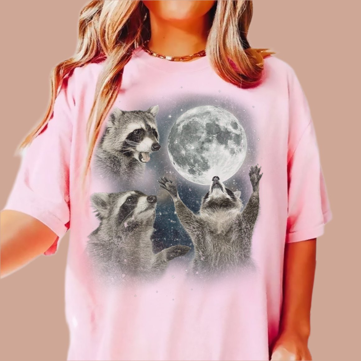 Three Raccoons Moon Vintage T-shirt. - KILLER RETRO