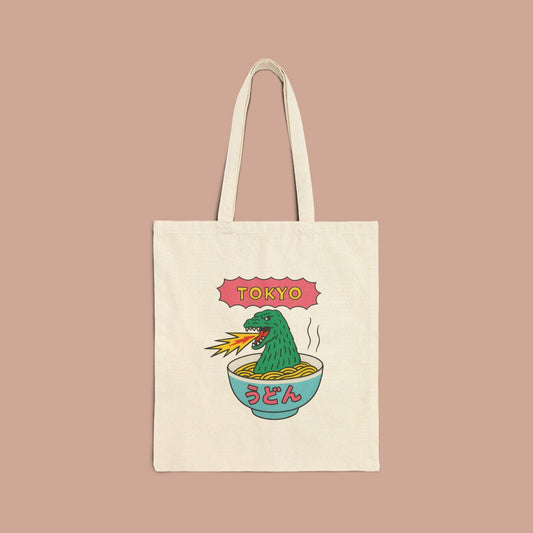 Tokyo Udon Monster Cotton Tote Bag | Eco - Friendly Shopping, Travel, Beach, Gift Idea, Art Lover's Accessory - KILLER RETRO