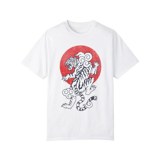Vintage Asian Tiger T-shirt - Retro Tattoo Style Unisex Tee - Minimalist 90s Design - Gift for Him and Her. COMFORT COLORS. - KILLER RETRO