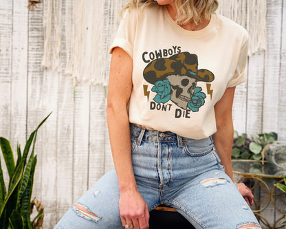 Vintage Cowboys Don't Die Retro Graphic Tee - KILLER RETRO