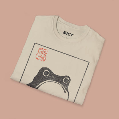 Vintage Unimpressed Grump Frog T-shirt. Unisex Japanese Art Tee. Frog Lover Shirt. - KILLER RETRO